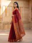 sambalpuri red saree wide border 3