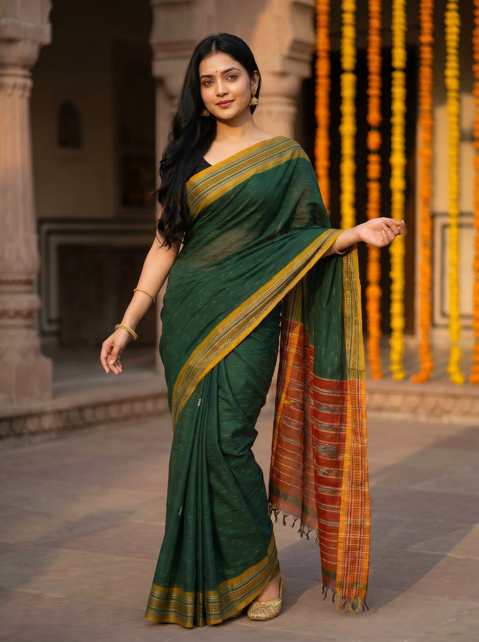 sambalpuri saree green wide border 2