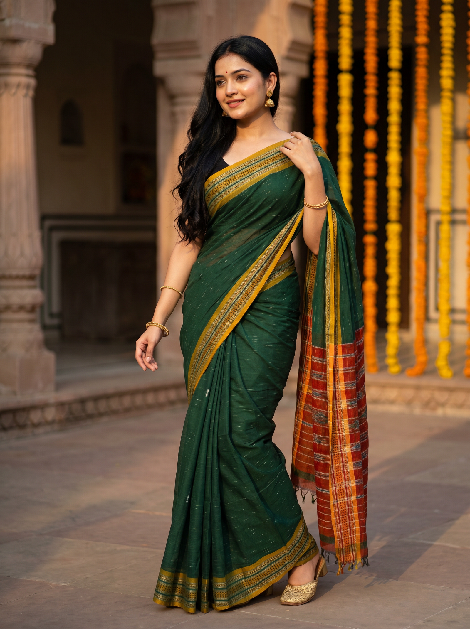 sambalpuri saree green wide border 3
