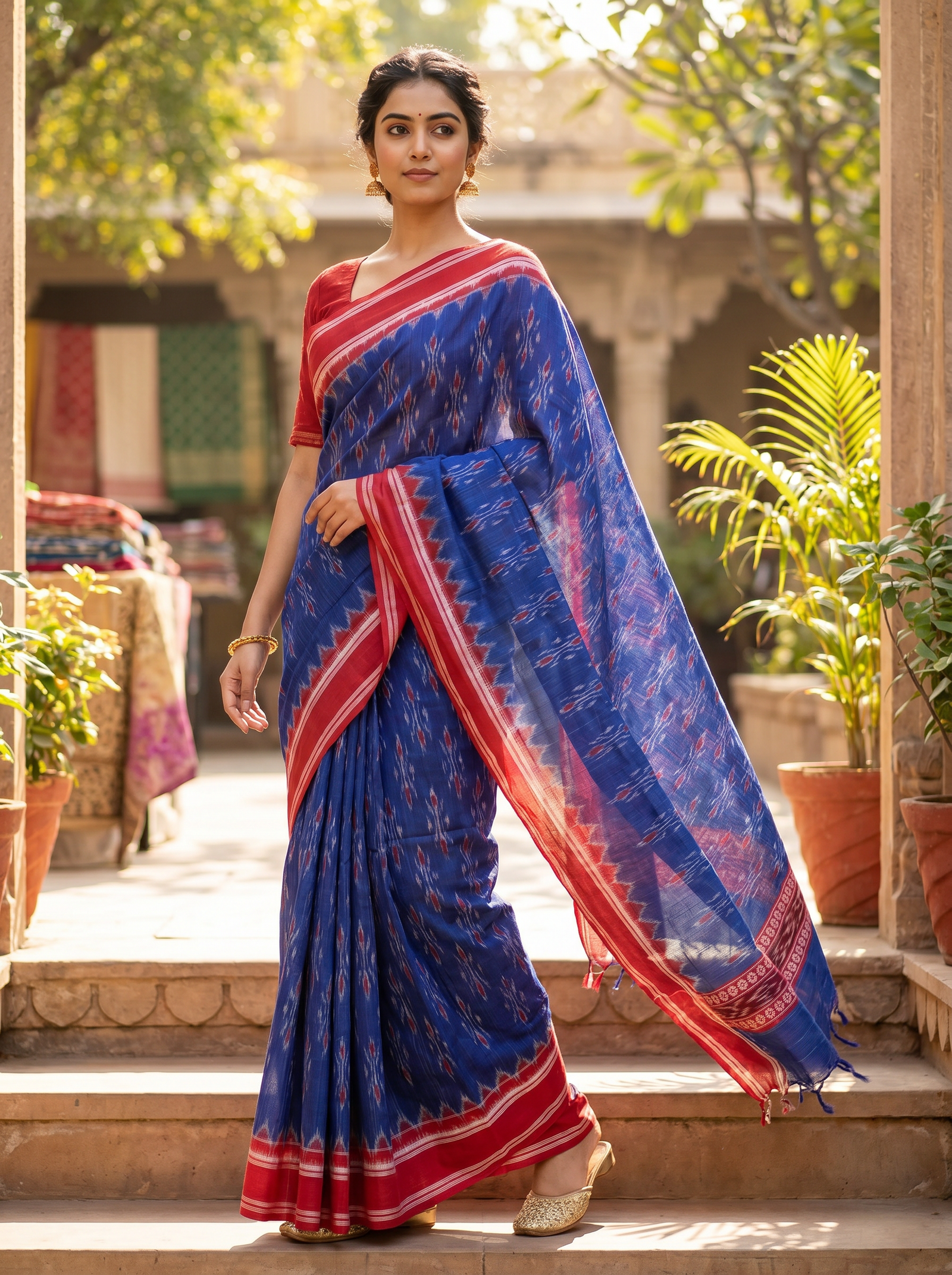 sambalpuri_red_blue_saree_Standing-