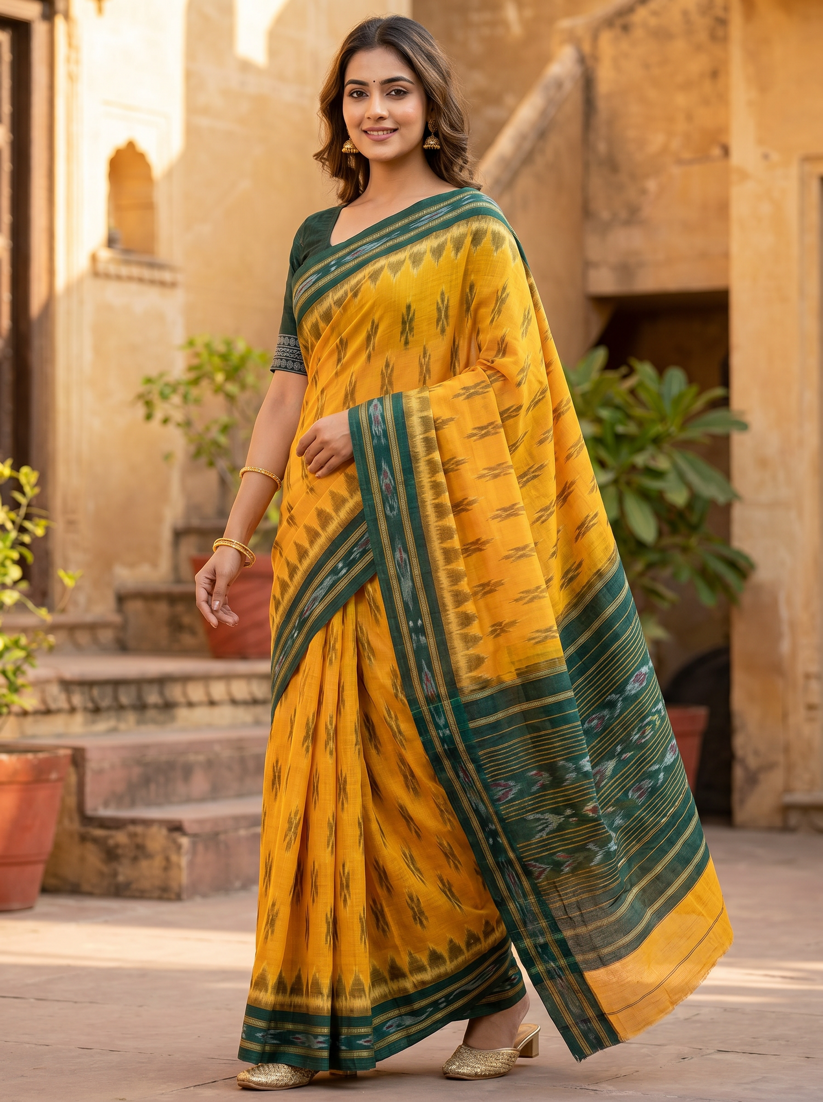 sambalpuri_yellow_green_saree_Standing-1777976750947