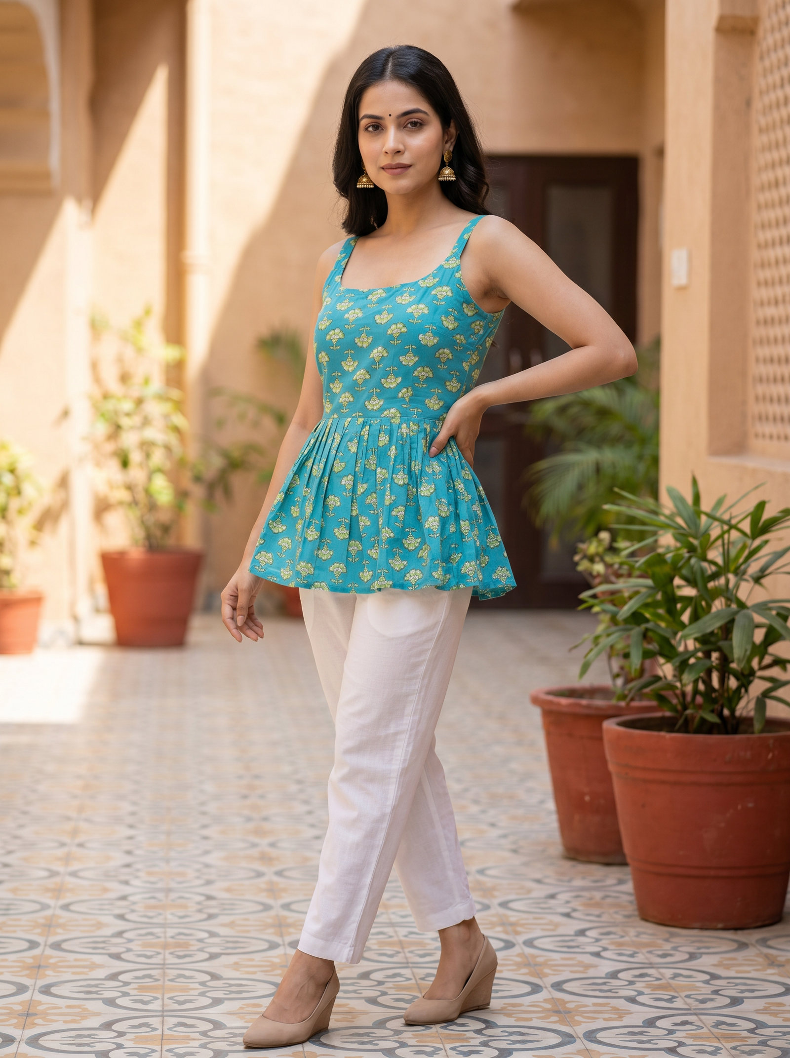 short_kurti_pure_cotton_sky_Standing-